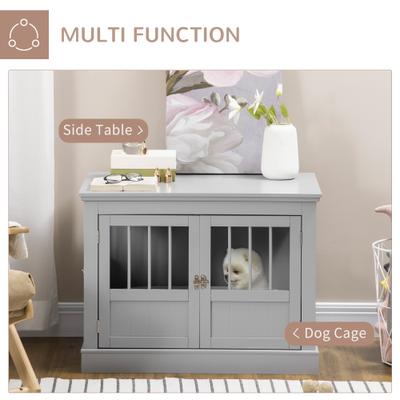 Show full view: PawHut Triple Door Furniture Style Dog Crate, 31 inch, Pewter Gray slide 4 of 9