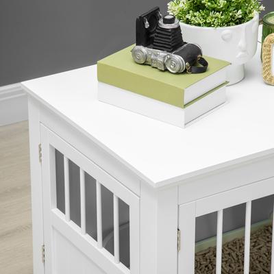Show full view: PawHut Triple Door Furniture Style Dog Crate, 31 inch, White slide 8 of 9