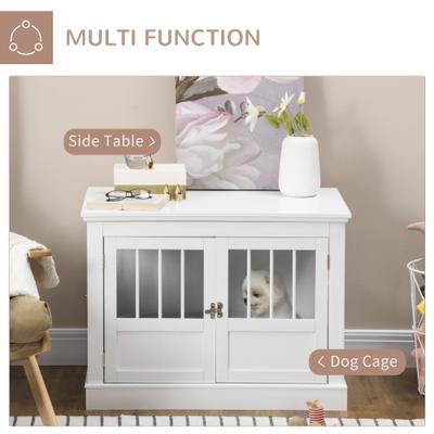 Show full view: PawHut Triple Door Furniture Style Dog Crate, 31 inch, White slide 4 of 9