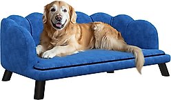 PawHut Velvet Elevated Dog Couch Bed with Removable Cover, 38.75-in, Blue