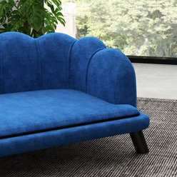 PawHut Velvet Elevated Dog Couch Bed with Removable Cover, 38.75-in, Blue slide 2 of 9