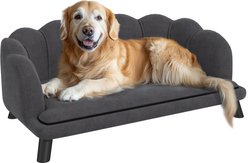 PawHut Velvet Elevated Dog Couch Bed with Removable Cover, 38.75-in, Grey