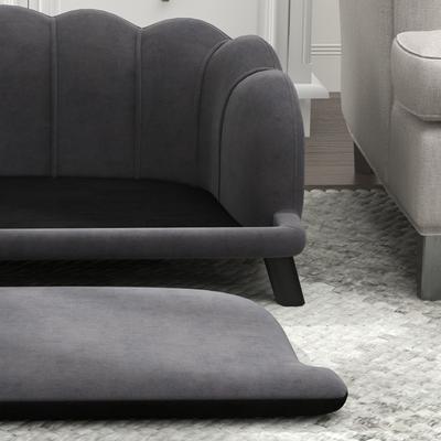Show full view: PawHut Velvet Elevated Dog Couch Bed with Removable Cover, 38.75-in, Grey slide 10 of 11