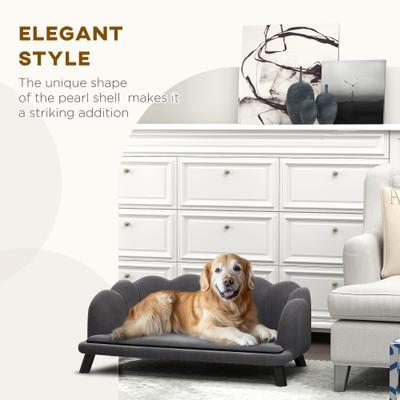 Show full view: PawHut Velvet Elevated Dog Couch Bed with Removable Cover, 38.75-in, Grey slide 7 of 11