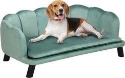 PawHut Velvet Pearl Design Large Dog Sofa Bed, Green, 38.75-in
