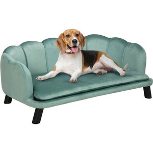 PawHut Velvet Pearl Design Large Dog Sofa Bed, Green, 38.75-in