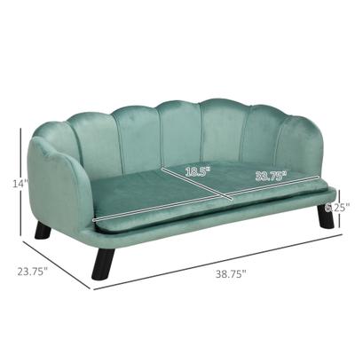 Show full view: PawHut Velvet Pearl Design Large Dog Sofa Bed, Green, 38.75-in slide 3 of 9