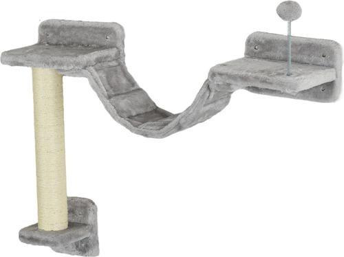 Show full view: PawHut Wall Mounted Cat Shelves, 5 count, Gray slide 8 of 9