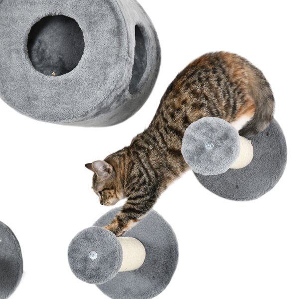 PawHut Wall Mounted Climbing Cat Shelves with Condo
