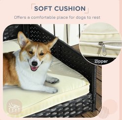 PawHut Wicker Indoor & Outdoor Covered Dog Bed, 31.5-in, Cream White slide 2 of 9