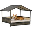 Show in main carousel: PawHut Wicker Indoor & Outdoor Covered Dog Bed, 31.5-in, Khaki slide 1 of 9