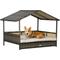 Show in main carousel: PawHut Wicker Indoor & Outdoor Covered Dog Bed, 31.5-in, Khaki slide 1 of 9