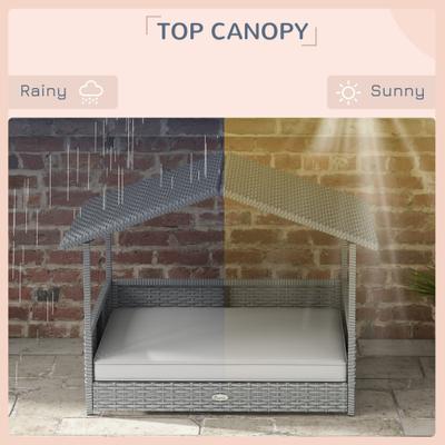 Show full view: PawHut Wicker Indoor & Outdoor Covered Small & Medium Dog Bed, 31.5-in, Cream White slide 6 of 10