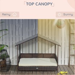 PawHut Wicker Outdoor Covered Dog Bed, 46-in, Cream White slide 2 of 9