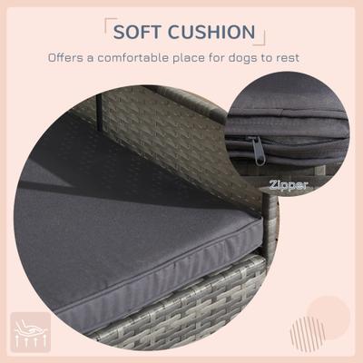 Show full view: PawHut Wicker Outdoor Covered Dog Bed, 46-in, Dark Gray slide 8 of 10