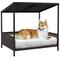 Show in main carousel: PawHut Wicker Rattan Indoor & Outdoor Covered Raised Medium Dog Sofa Bed, Brown/White, 33.5-in slide 1 of 9