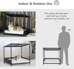 PawHut Wicker Rattan Indoor & Outdoor Covered Raised Medium Dog Sofa Bed, Brown/White, 33.5-in slide 2 of 9