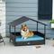 Show in main carousel: PawHut Wicker Rattan Indoor & Outdoor Covered Small & Medium Dog Bed, 31.5-in, Blue slide 2 of 10