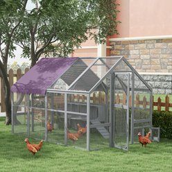 PawHut with Nesting Box, Water-Resistant & Anti-UV Cover for 8-12 Chickens Chicken Coop, Gray, Large: 9.2 x 6.1 x 6.2-ft