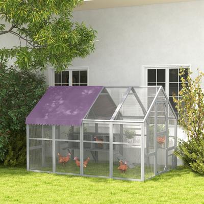 Show full view: PawHut with Nesting Box, Water-Resistant & Anti-UV Cover for 8-12 Chickens Chicken Coop, Gray, Large: 9.2 x 6.1 x 6.2-ft slide 2 of 9
