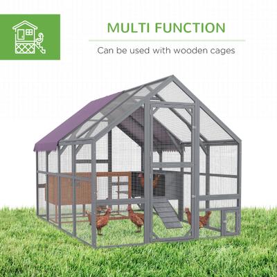 Show full view: PawHut with Nesting Box, Water-Resistant & Anti-UV Cover for 8-12 Chickens Chicken Coop, Gray, Large: 9.2 x 6.1 x 6.2-ft slide 7 of 9
