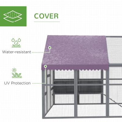 Show full view: PawHut with Nesting Box, Water-Resistant & Anti-UV Cover for 8-12 Chickens Chicken Coop, Gray, Large: 9.2 x 6.1 x 6.2-ft slide 6 of 9