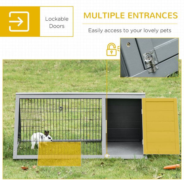 Show full view: PawHut Wooden A-Frame Outdoor Rabbit Cage slide 6 of 8
