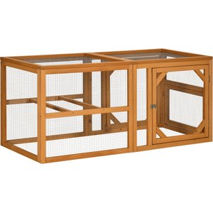 PawHut Wooden Chicken Coop Add-on Expansion Chicken Run, 1 to 4 Chicken Capacity