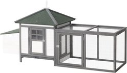 PawHut Wooden Chicken Coop Hen House & Rabbit Hutch, White/Grey slide 2 of 9