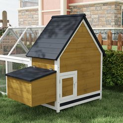 PawHut 65-in Wooden Chicken Coop, Nesting Box House, Detachable Outdoor Run, Lockable Door, Natural slide 2 of 9