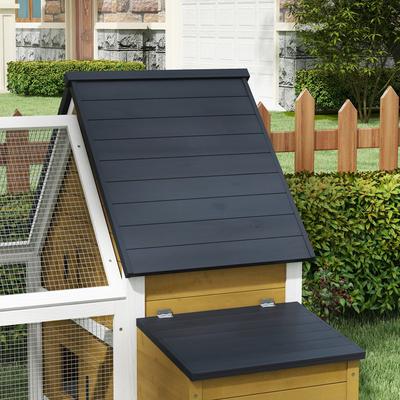 Show full view: PawHut 65-in Wooden Chicken Coop, Nesting Box House, Detachable Outdoor Run, Lockable Door, Natural slide 8 of 10