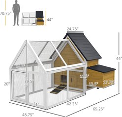 PawHut 65-in Wooden Chicken Coop, Nesting Box House, Detachable Outdoor Run, Lockable Door, Natural slide 2 of 9