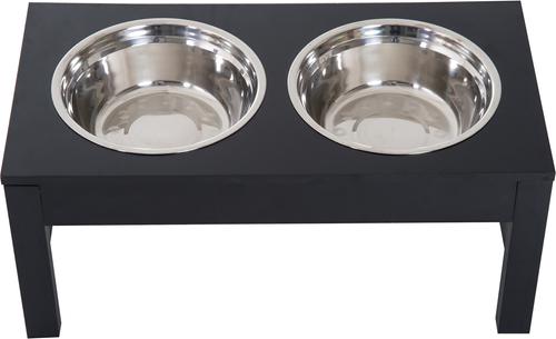 Show full view: PawHut Wooden Dog Bone Elevated Dog Bowls, Black slide 10 of 10