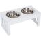 Show in main carousel: PawHut Wooden Dog Bone Elevated Dog Bowls, White slide 1 of 9