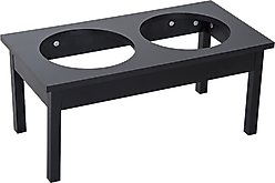 PawHut Wooden Elevated Dog Bowls, Black slide 2 of 9