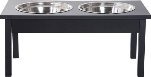 Show full view: PawHut Wooden Elevated Dog Bowls, Black slide 10 of 10