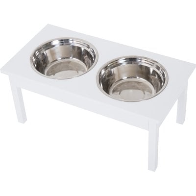 PawHut PawHut Wooden Elevated Dog Bowls, White