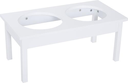 Show full view: PawHut Wooden Elevated Dog Bowls, White slide 10 of 10