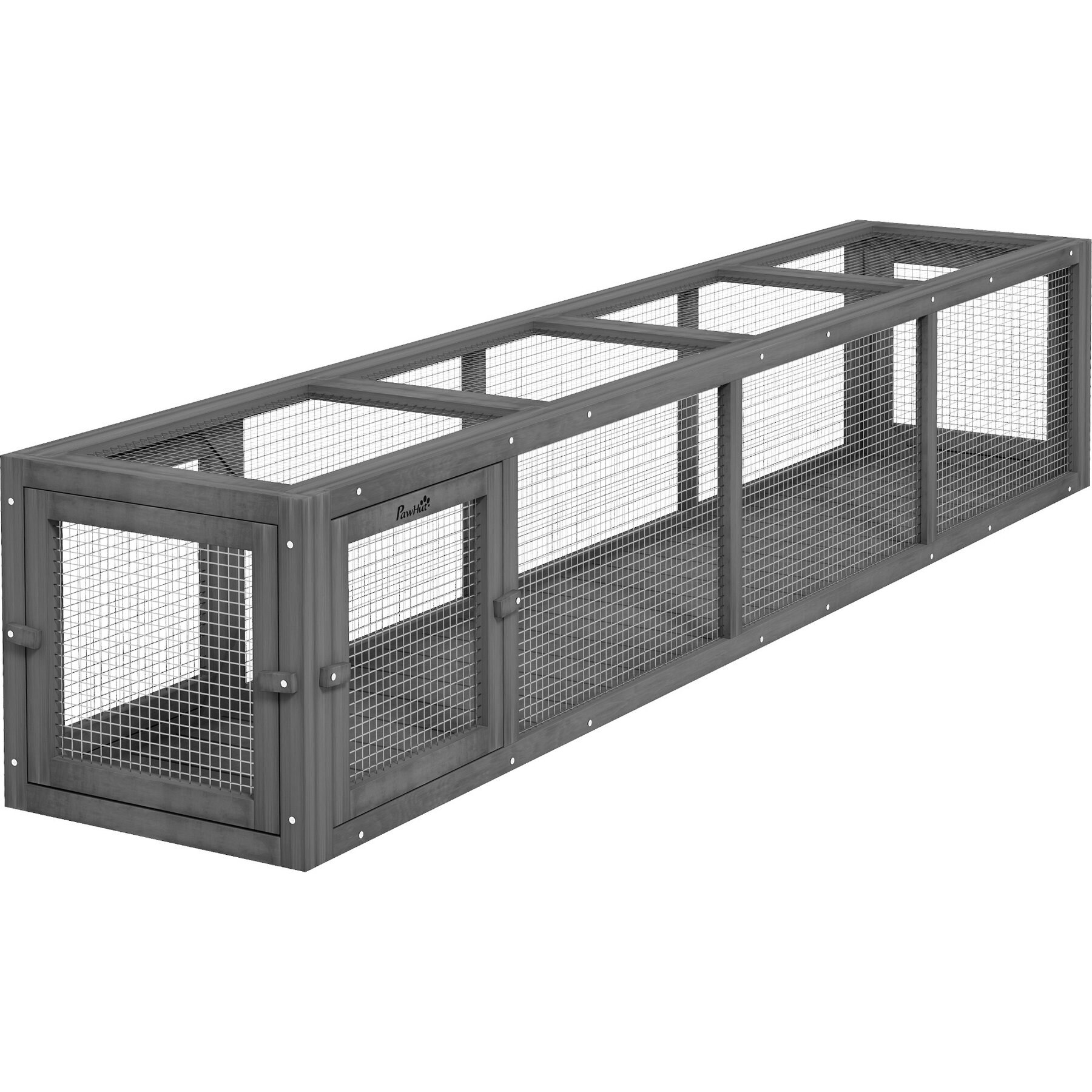 PawHut Wooden Outdoor Cat House Tunnel, Dark Gray, 79-in
