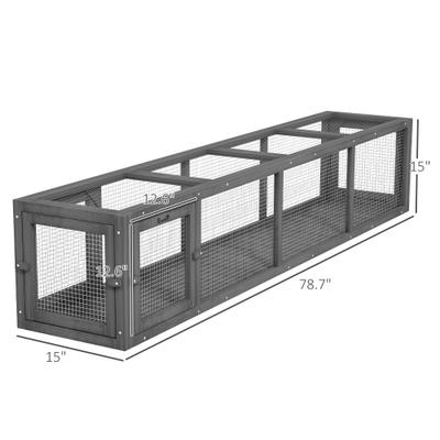Show full view: PawHut Wooden Outdoor Cat House Tunnel, Dark Gray, 79-in slide 3 of 10