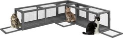 PawHut Wooden Outdoor Cat House Tunnel, Dark Gray, 98-in
