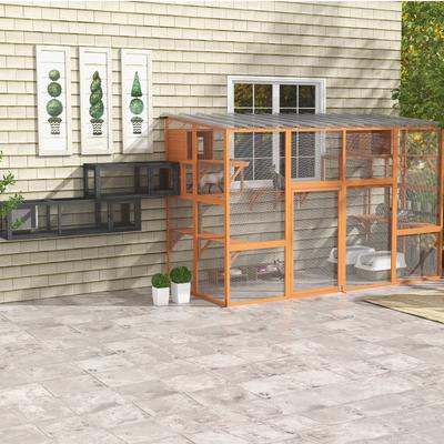 Show full view: PawHut Wooden Outdoor Cat House Tunnel, Dark Gray, 98-in slide 9 of 10