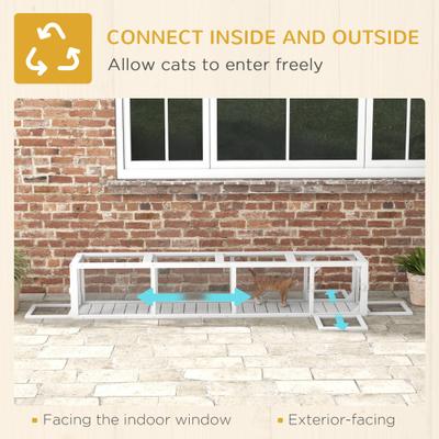 Show full view: PawHut Wooden Outdoor Cat House Tunnel, White, 79-in slide 4 of 10