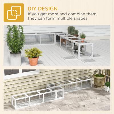 Show full view: PawHut Wooden Outdoor Cat House Tunnel, White, 79-in slide 5 of 10