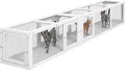 PawHut Wooden Outdoor Cat House Tunnel, White, 98-in