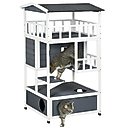 PawHut Wooden Outdoor Feral Cat House & Tree, Grey