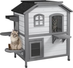 PawHut2-story Outdoor Feral Cat House, White