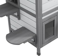 PawHut2-story Outdoor Feral Cat House, White slide 2 of 9