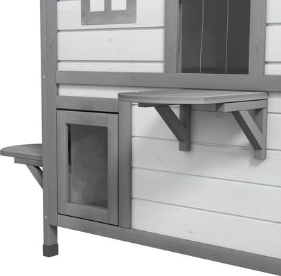 Show full view: PawHut2-story Outdoor Feral Cat House, White slide 8 of 9