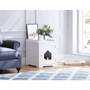 Pawland Decorative Cat House & Litter Box Enclosure, White